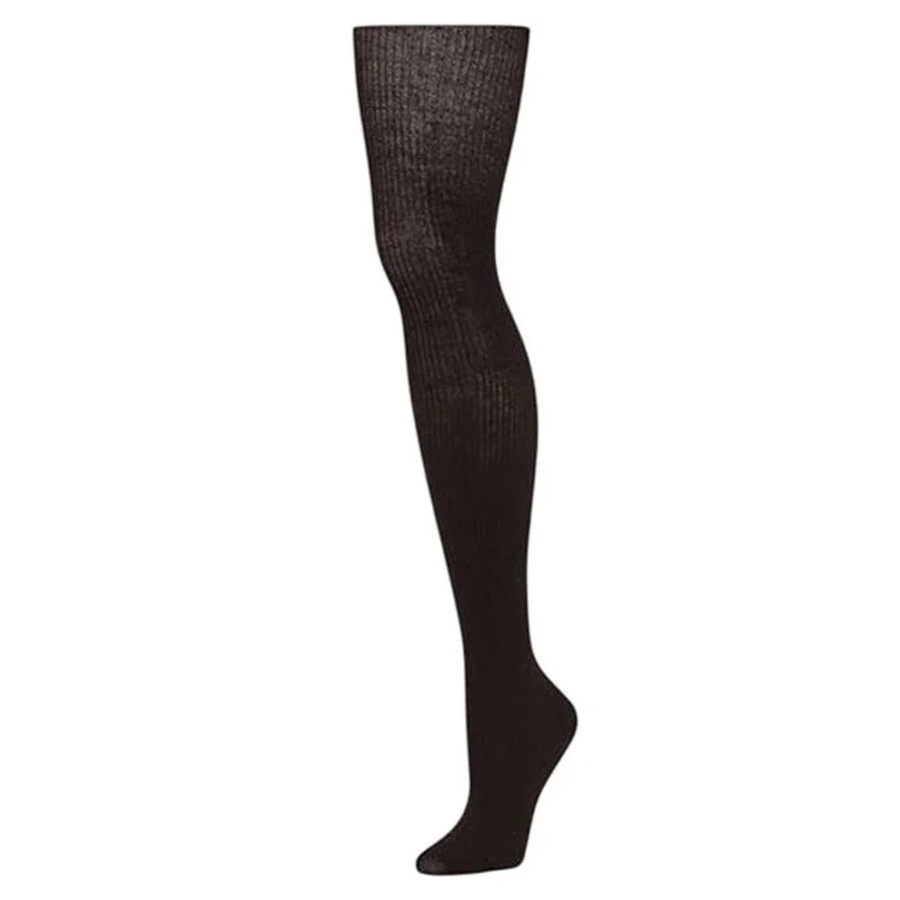 Ribbed Merino Wool Tights Small Espresso Brown Karla B.ella Italy New Hosiery